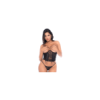 Serre taille style corset et string en dentelle noire 